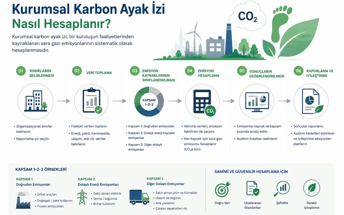 Karbon ayak izi hesaplama adımları görseli